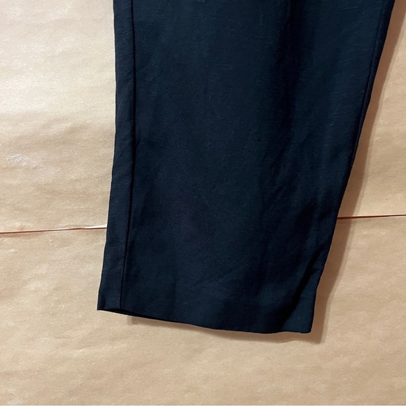 Madewell The Tailored Tapered Pants Linen Blend Barrel Leg Trousers Black Size 6 - Picture 7 of 11